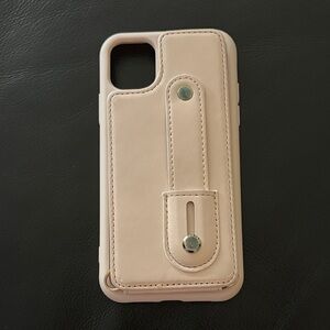 Beige Leather Phone Case with Strap